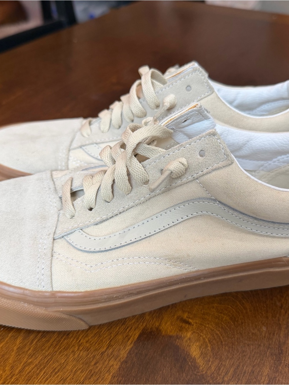 Vans Low-Top Cream Canvas Sneakers with Gum Sole